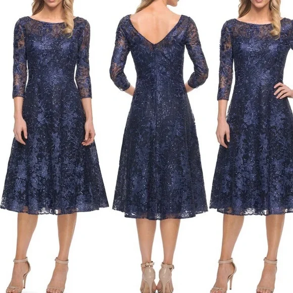 La Femme Dresses Nwot La Femme Embroidered Tea Length Dress - Main Image